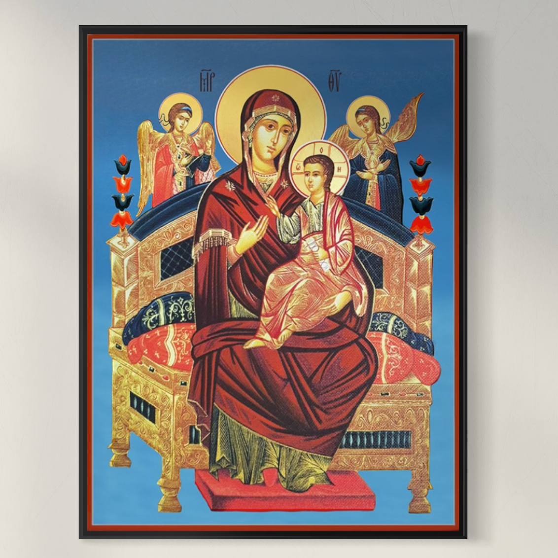 Icoana maicii domnului pe tron, tablou canvas pentru perete